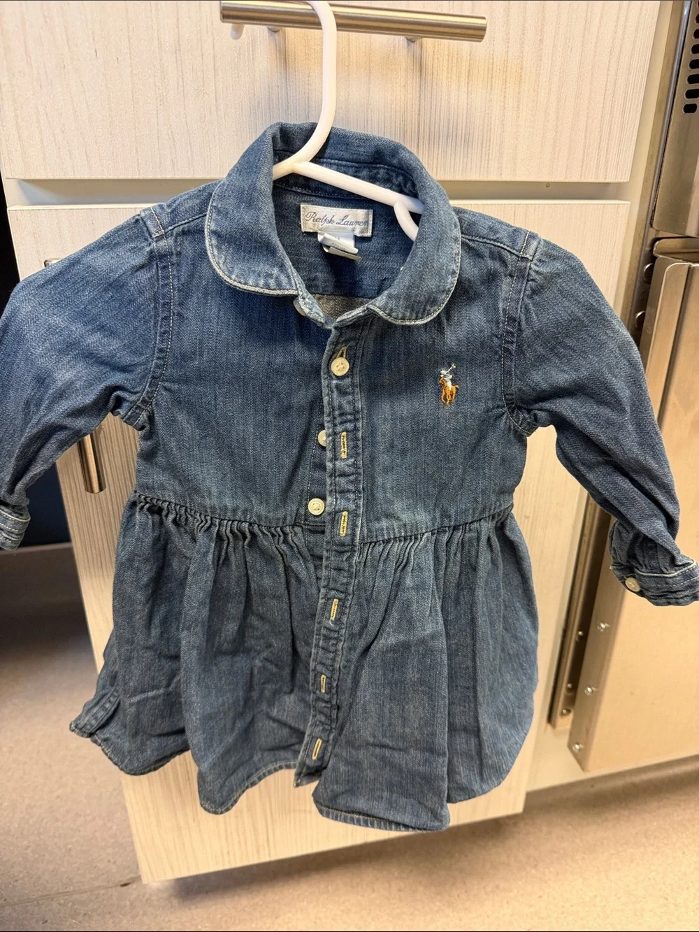 Ralph Lauren Girls' Denim Button-Front Dress Jacket - Blue